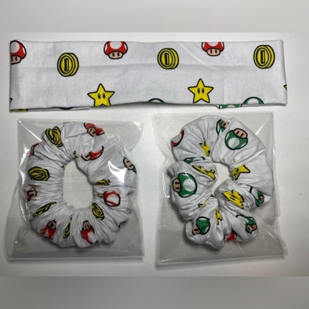 Super Mario coins headband and Scrunchies set